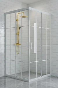 Duşakabin Kare 5mm Şeffaf Beyaz Çizgi Yükseklik 190 cm